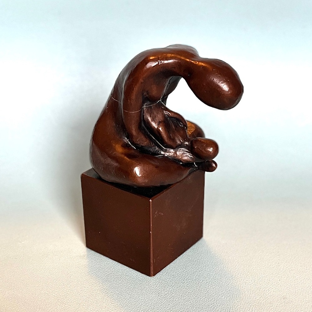 Mid Century Sculpture Mother and Child Vintage Bronze Nude Signed Original Art